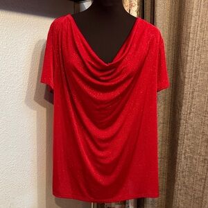Vintage 1990’s Jaclyn Smith elegant short sleeve red sparkle top. Size XL.